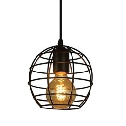 Lustre vintage estilo europeu em formato de globo para luz pendente preta