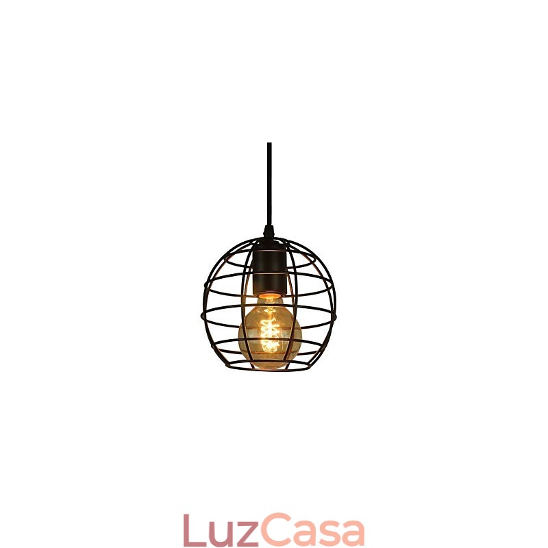 Lustre vintage estilo europeu em formato de globo para luz pendente preta