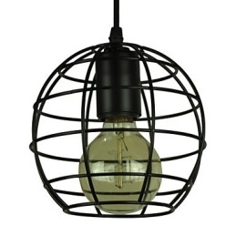 Lustre vintage estilo europeu em formato de globo para luz pendente preta