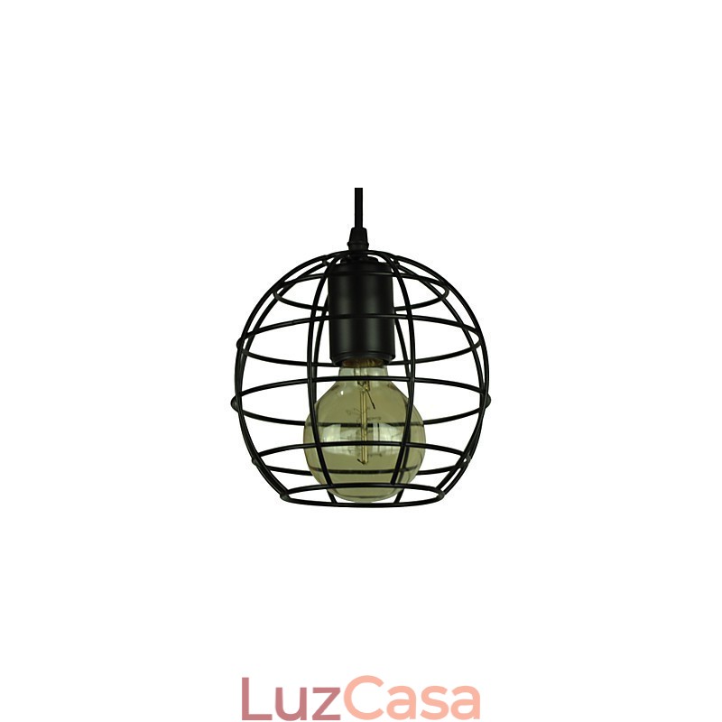 Lustre vintage estilo europeu em formato de globo para luz pendente preta