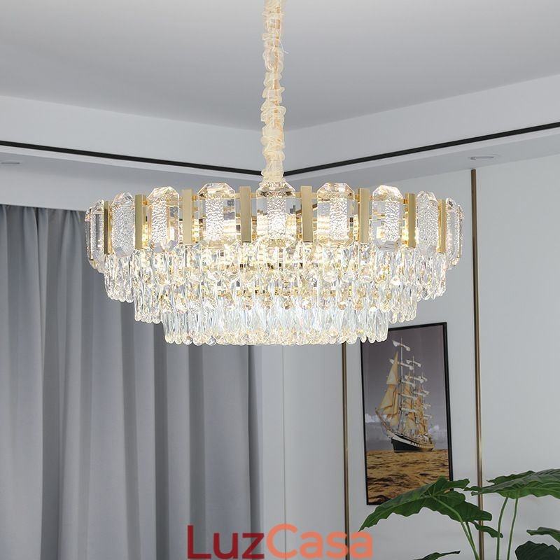 Luminária pendente de cristal redonda para teto