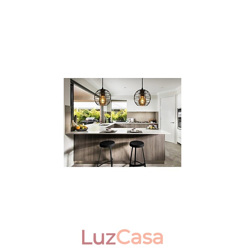 Lustre vintage estilo europeu em formato de globo para luz pendente preta