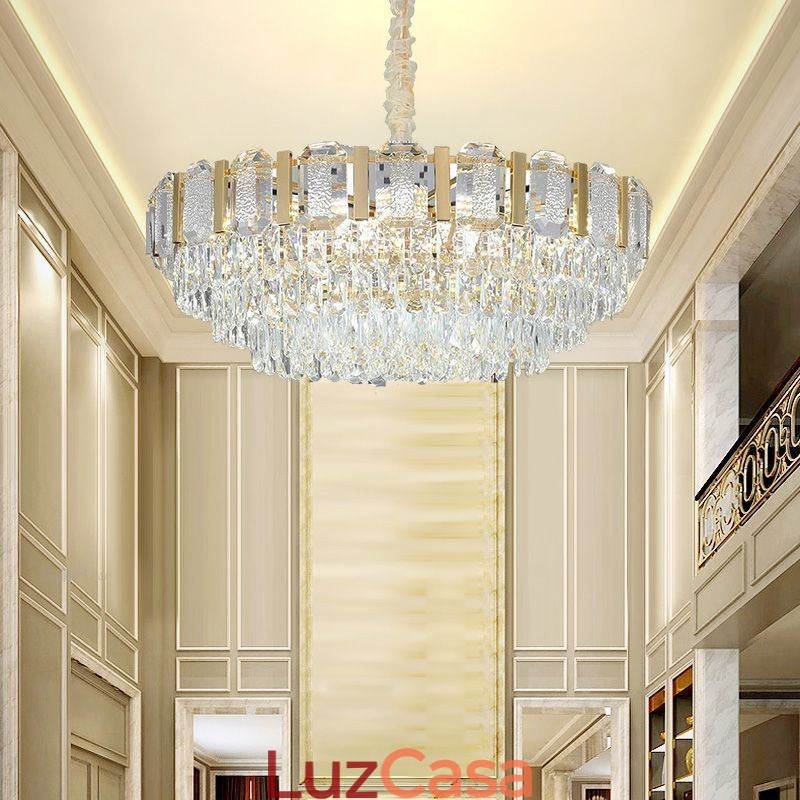Luminária pendente de cristal redonda para teto