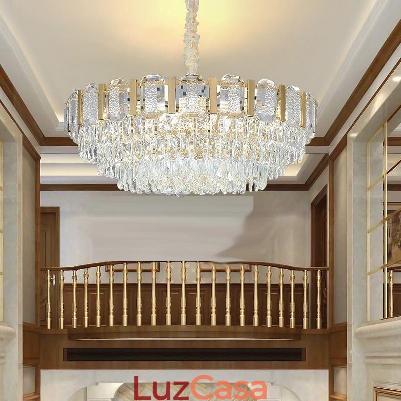 Luminária pendente de cristal redonda para teto