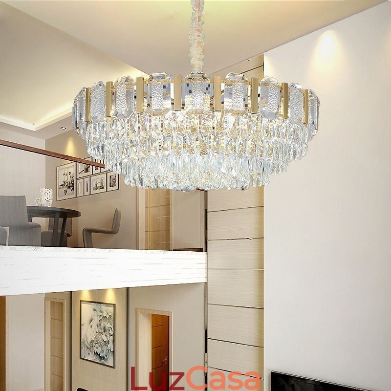 Luminária pendente de cristal redonda para teto