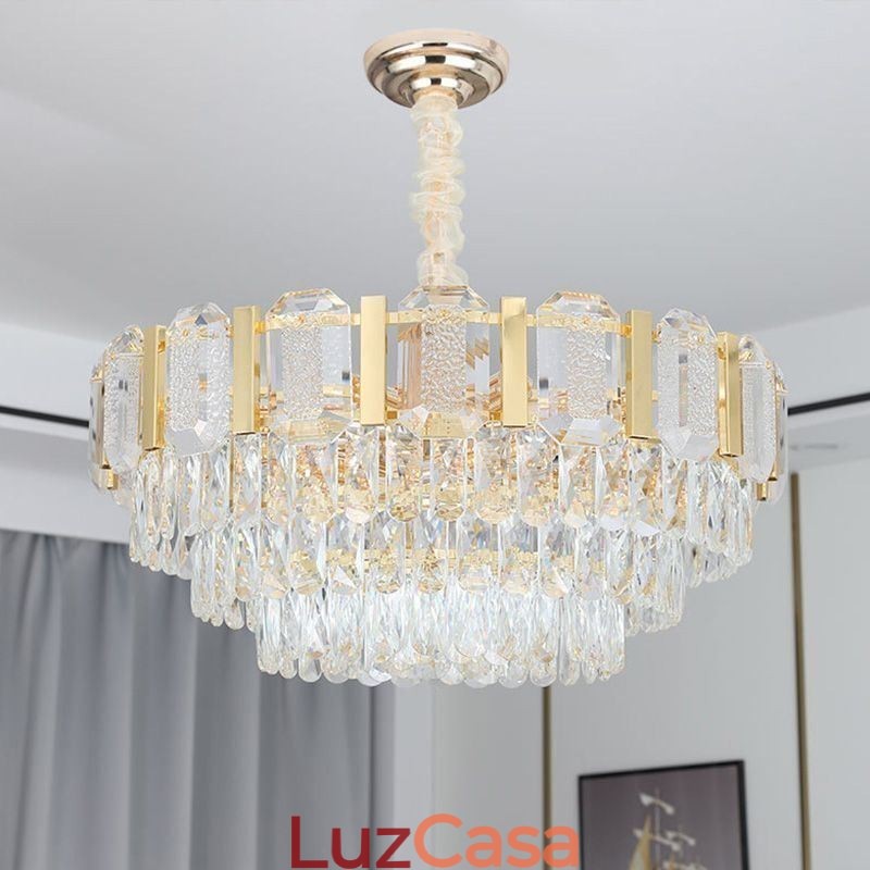 Luminária pendente de cristal redonda para teto