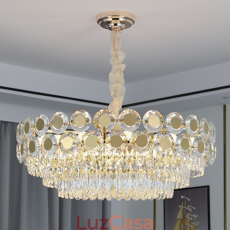 Luminária de teto pendente de cristal moderna