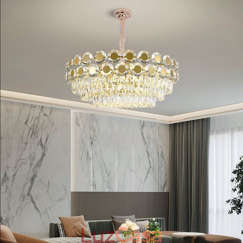 Luminária de teto pendente de cristal moderna