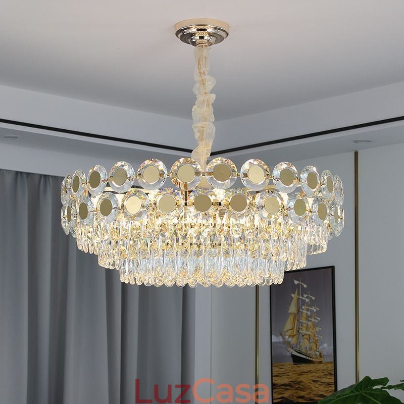 Luminária de teto pendente de cristal moderna