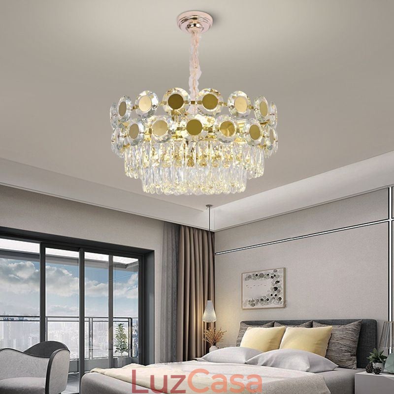 Luminária de teto pendente de cristal moderna