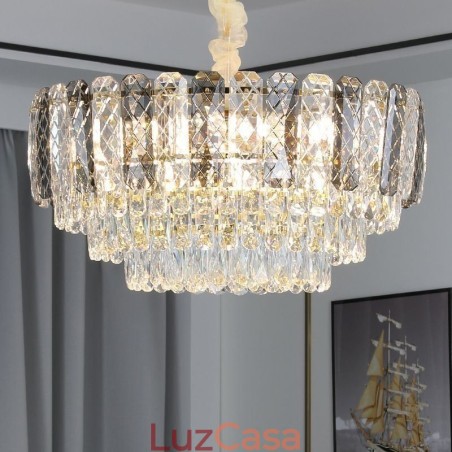 Luminária pendente europeia de cristal redonda para teto