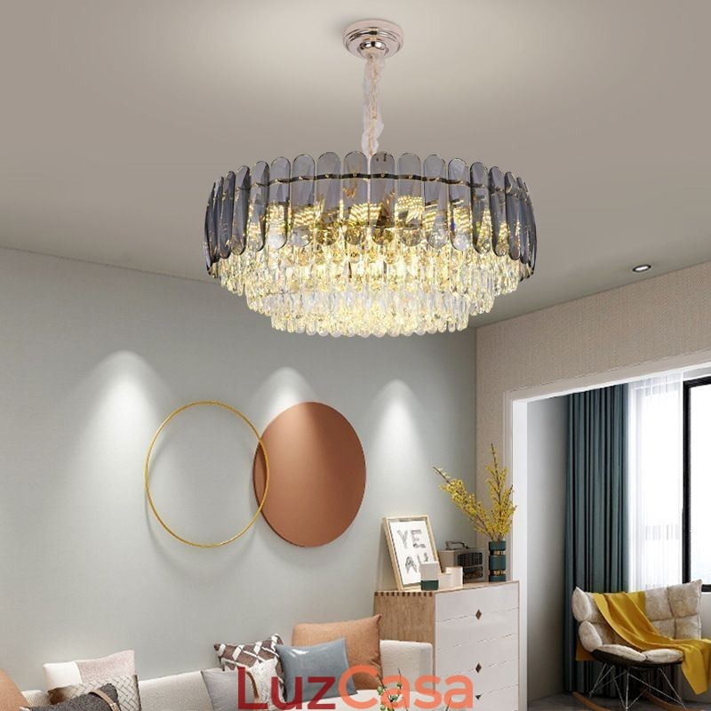 Luminária de teto pendente de cristal