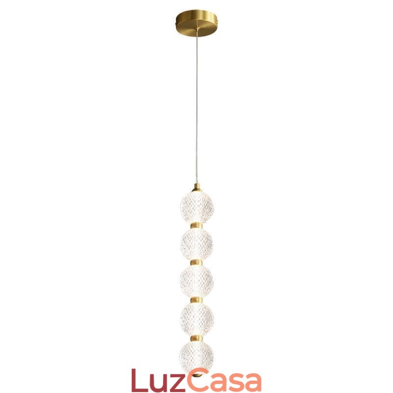 Luminária pendente de acrílico com contas decorativas
