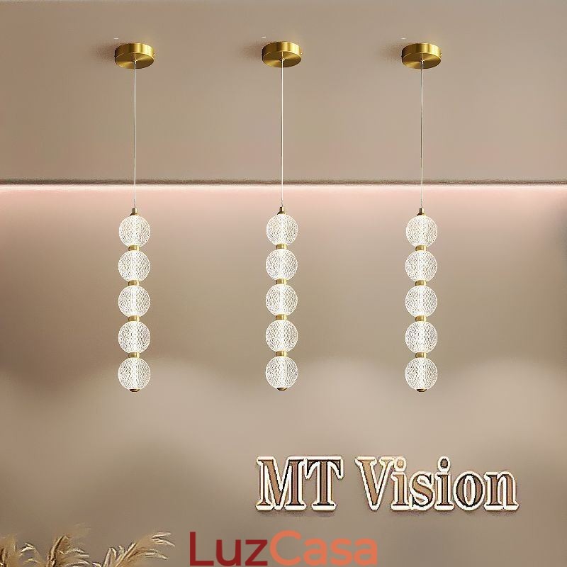 Luminária pendente de acrílico com contas decorativas