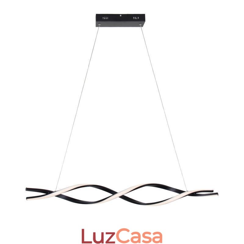 Iluminação pendente moderna, luzes suspensas em formato de onda preta