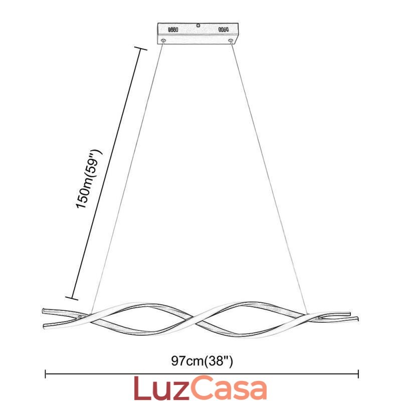 Iluminação pendente moderna, luzes suspensas em formato de onda preta