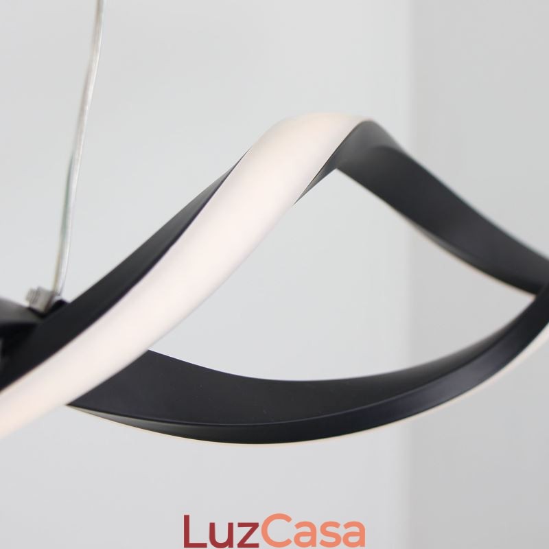Iluminação pendente moderna, luzes suspensas em formato de onda preta