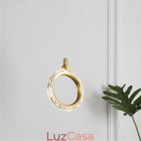 Luminária pendente de acrílico com anel de luz e holofote Luminária pendente de acrílico com anel de luz e holofote