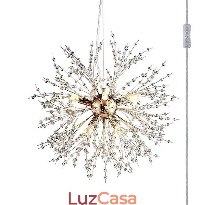 Lustre de fogos de artifício 8 luzes pendente dente de leão