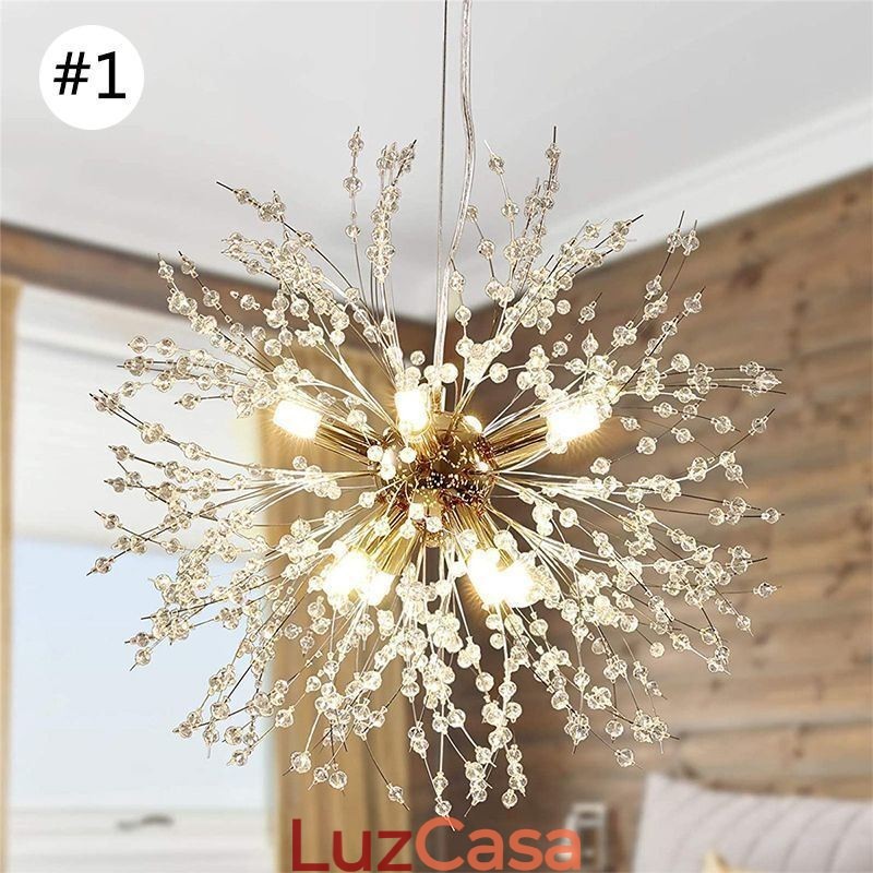 Lustre de fogos de artifício 8 luzes pendente dente de leão