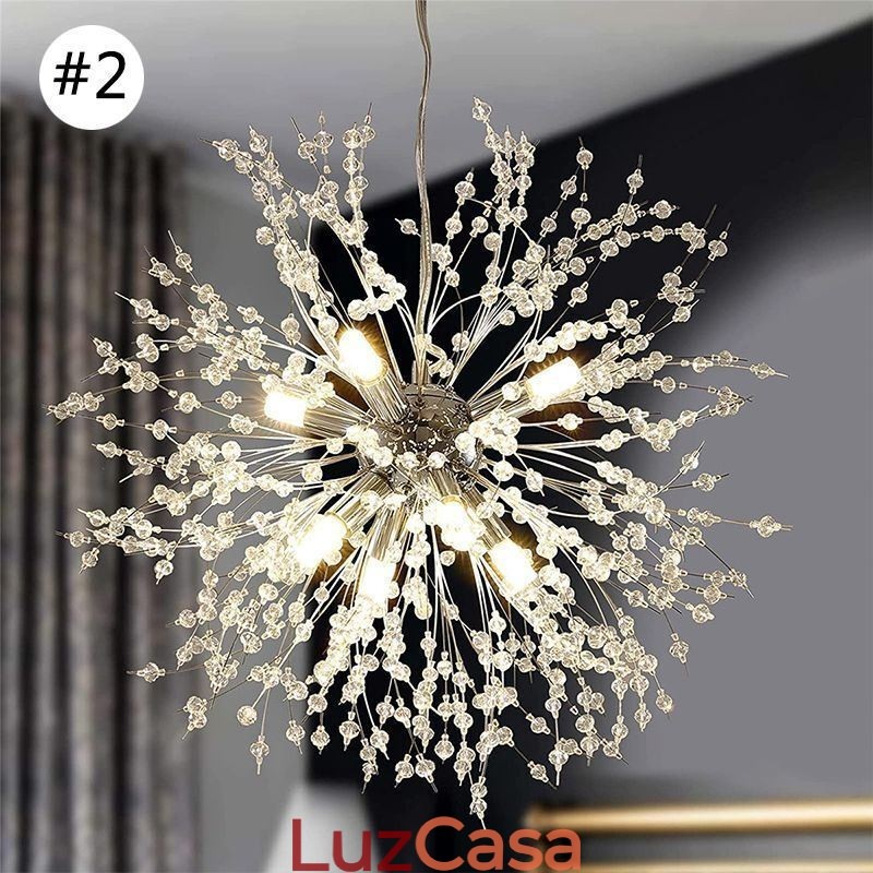 Lustre de fogos de artifício 8 luzes pendente dente de leão
