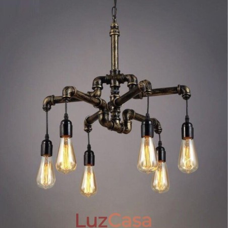6 Luz Retro Industrial Vintage Water Pipe Pendant Light Chandelier Country Estilo Rústico 6 Luz Retro Industrial Vintage Water Pipe Pendant Light Chandelier Country Estilo Rústico