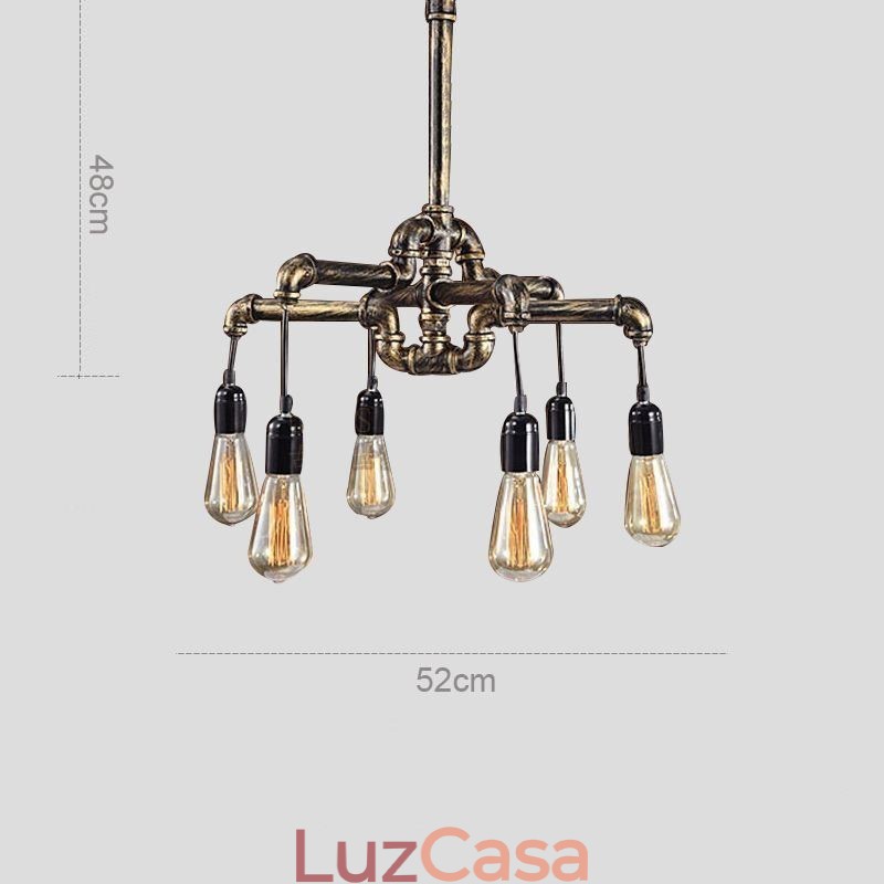 6 Luz Retro Industrial Vintage Water Pipe Pendant Light Chandelier Country Estilo Rústico