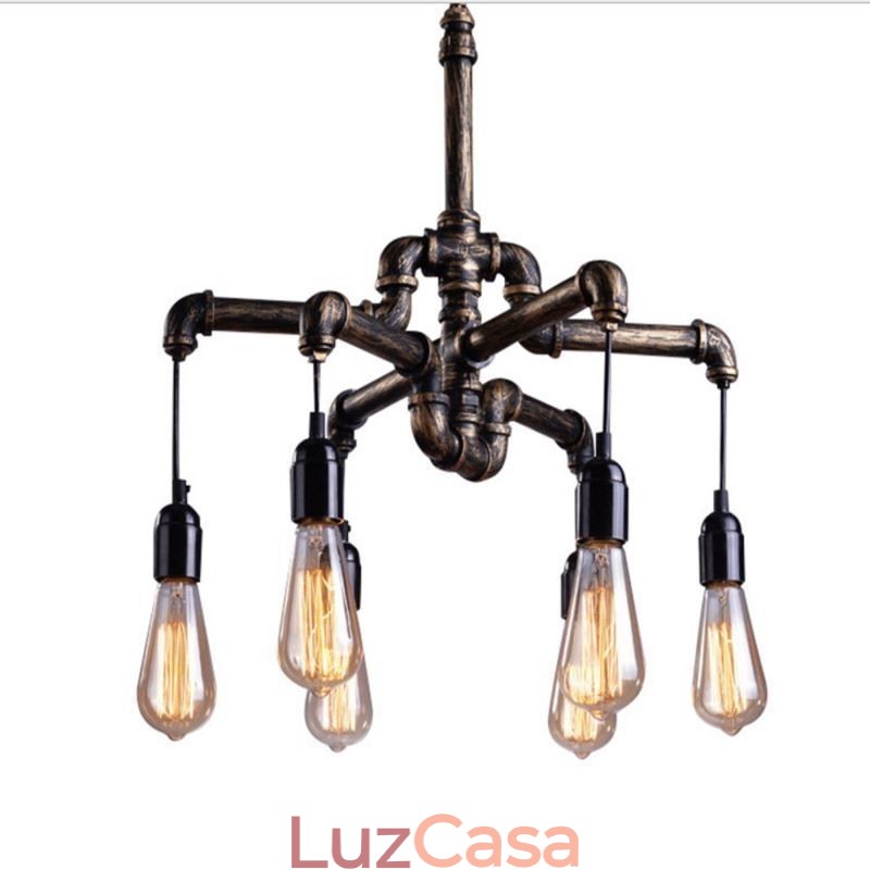 6 Luz Retro Industrial Vintage Water Pipe Pendant Light Chandelier Country Estilo Rústico