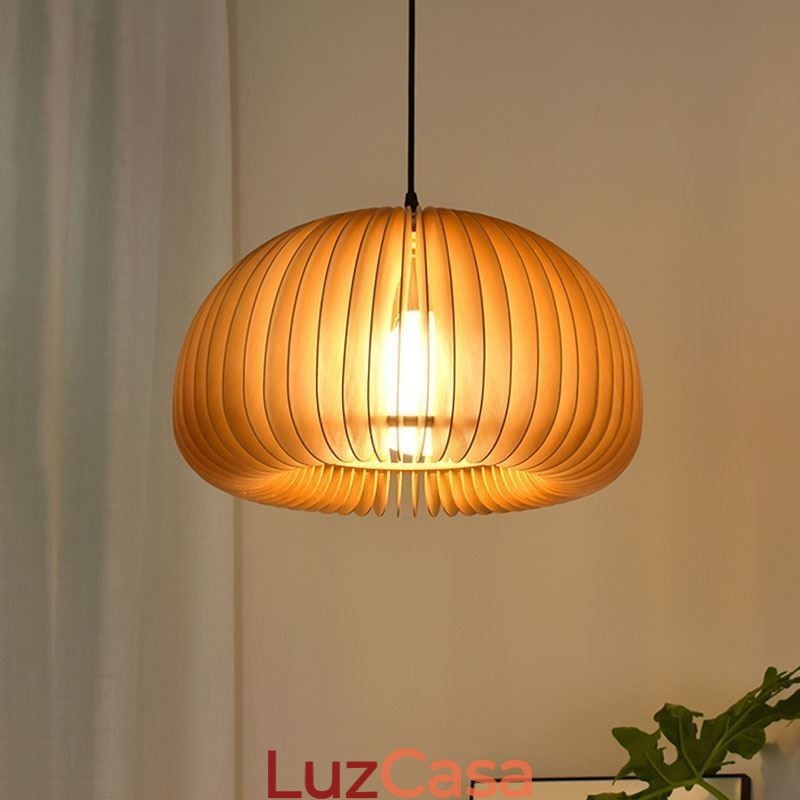 Luminária pendente estilo retrô Basswood Abóbora Luminária pendente