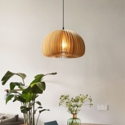Luminária pendente estilo retrô Basswood Abóbora Luminária pendente