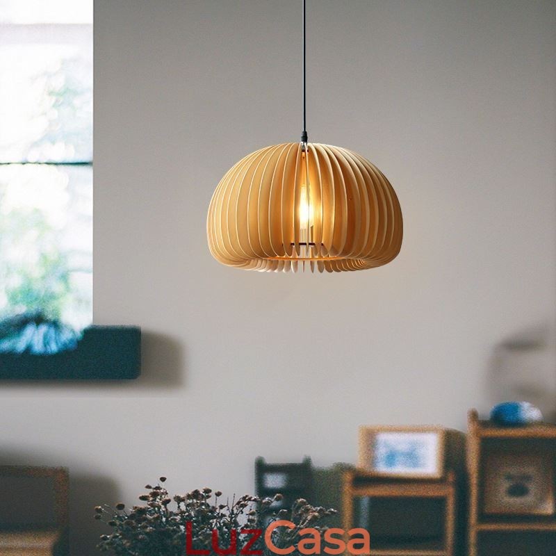 Luminária pendente estilo retrô Basswood Abóbora Luminária pendente