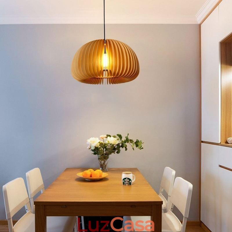 Luminária pendente estilo retrô Basswood Abóbora Luminária pendente