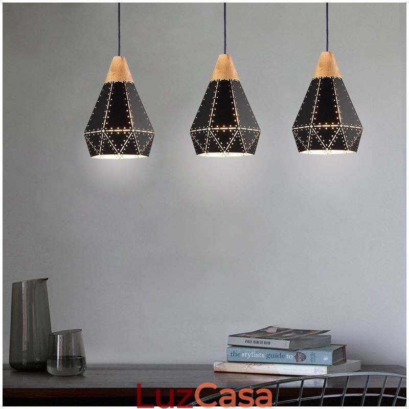 Abajur oco de luz suspensa vintage retrô industrial