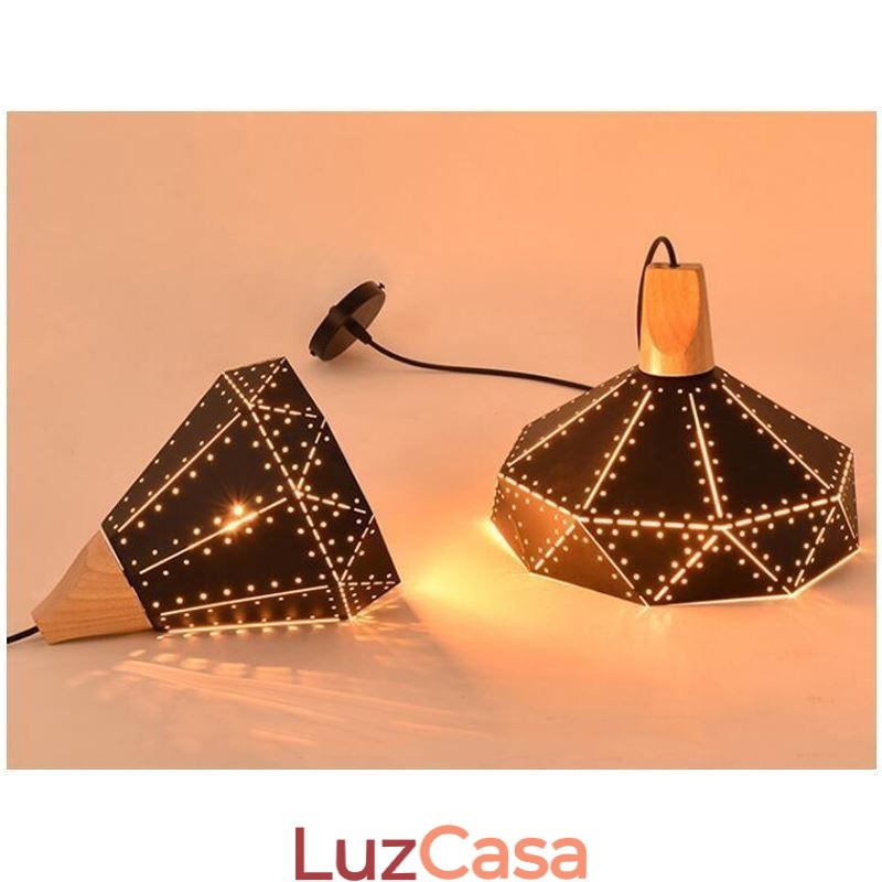 Abajur oco de luz suspensa vintage retrô industrial