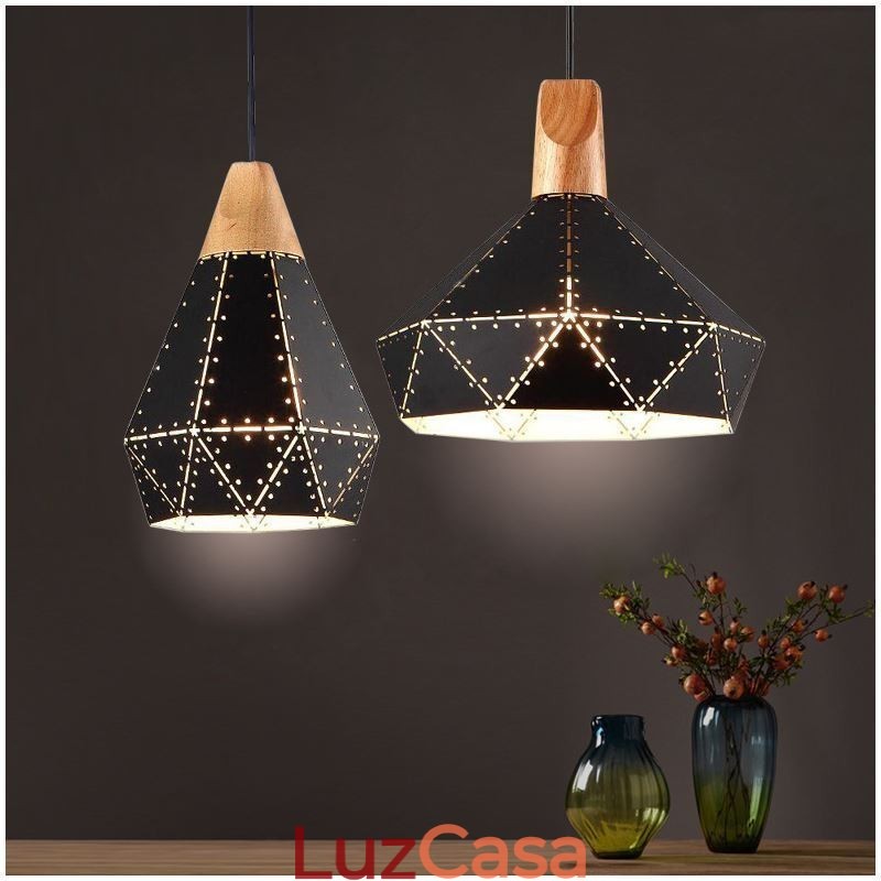 Abajur oco de luz suspensa vintage retrô industrial