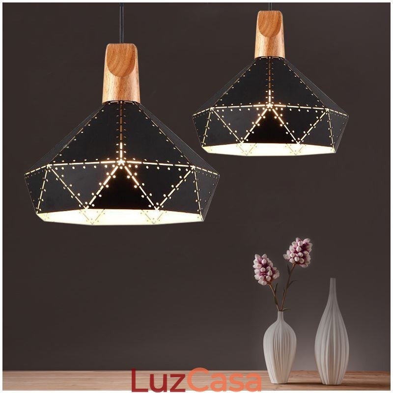 Abajur oco de luz suspensa vintage retrô industrial