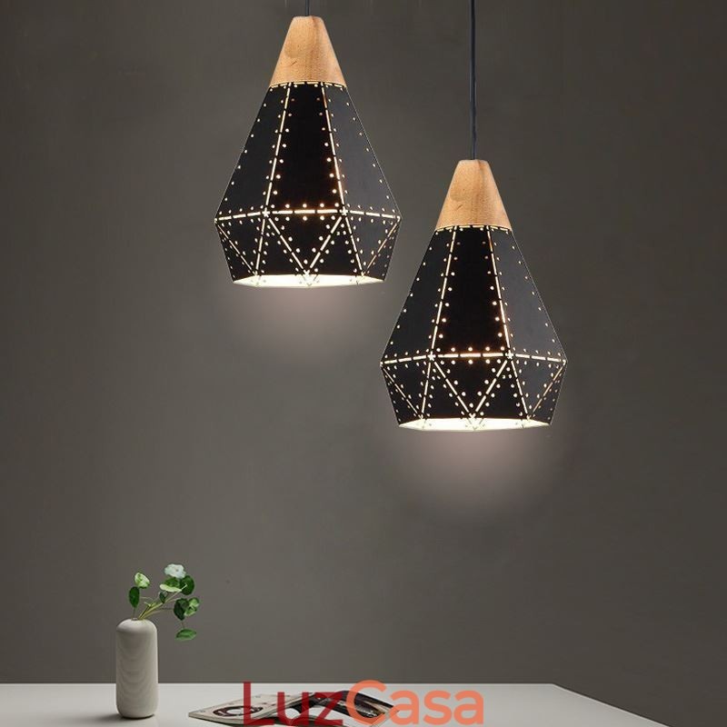 Abajur oco de luz suspensa vintage retrô industrial