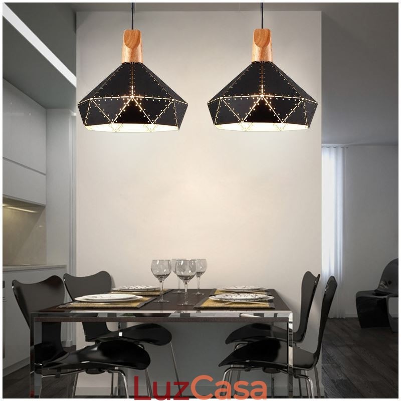 Abajur oco de luz suspensa vintage retrô industrial
