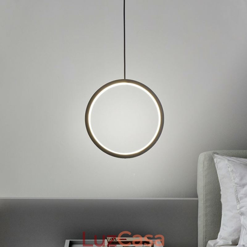Luminária pendente minimalista em forma de anel, luminária decorativa de teto