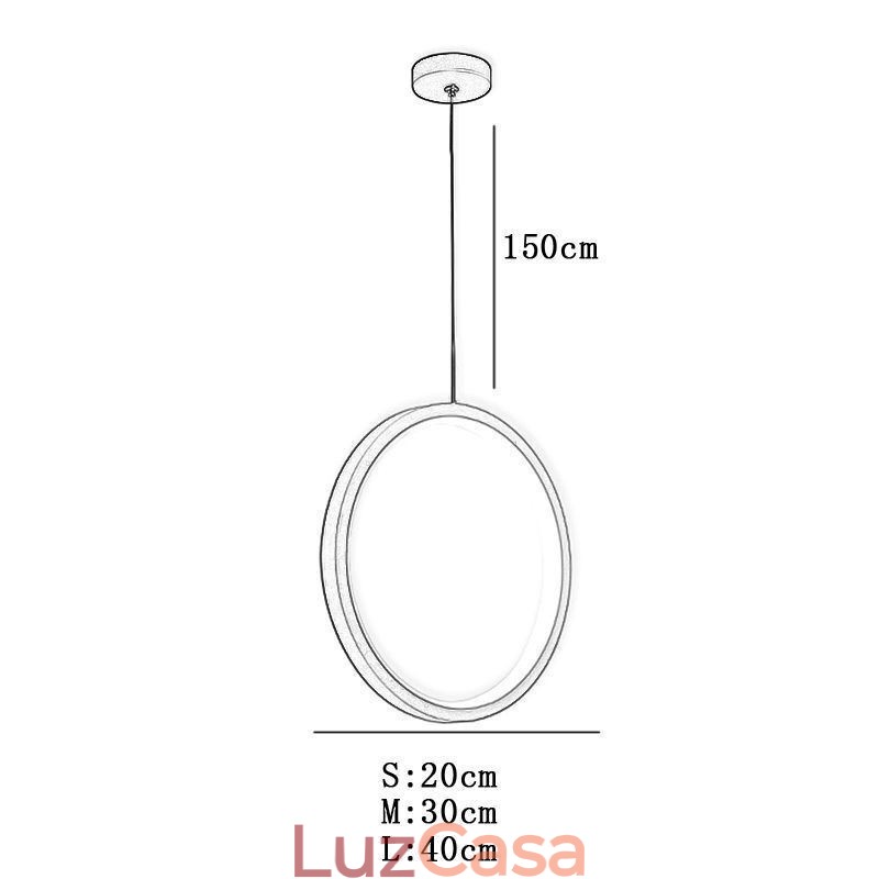 Luminária pendente minimalista em forma de anel, luminária decorativa de teto