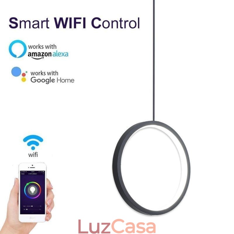 Luminária pendente minimalista em forma de anel, luminária decorativa de teto