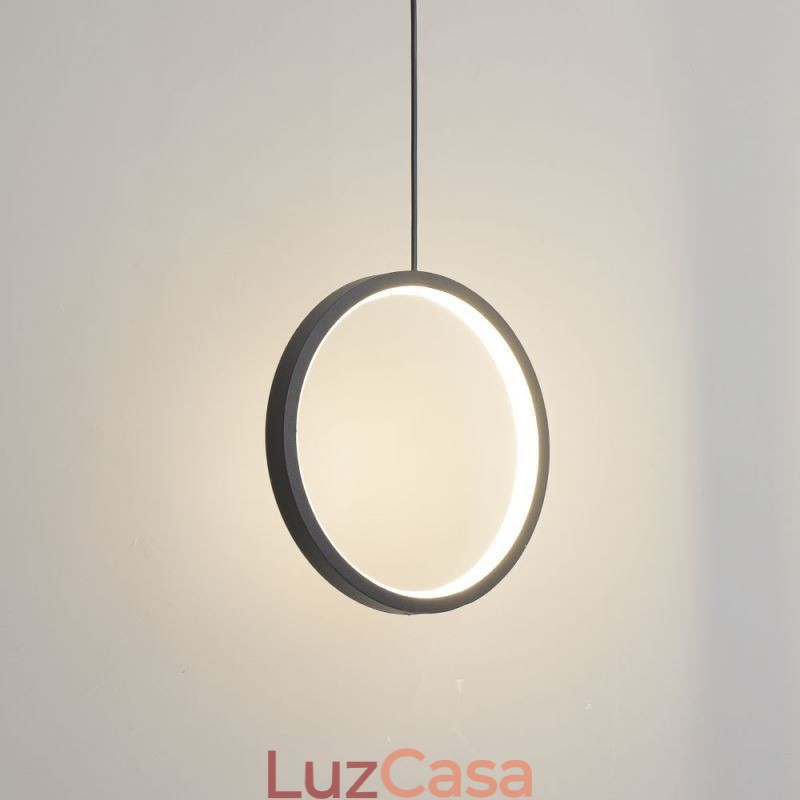 Luminária pendente minimalista em forma de anel, luminária decorativa de teto