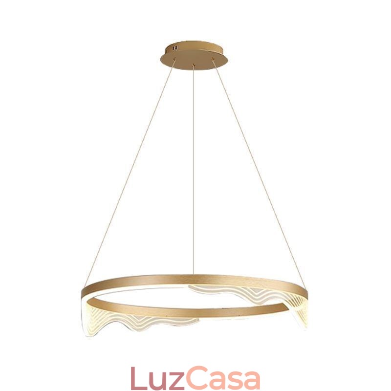 Luminária pendente nórdica de alumínio, luz suspensa com ondas douradas e ondulações
