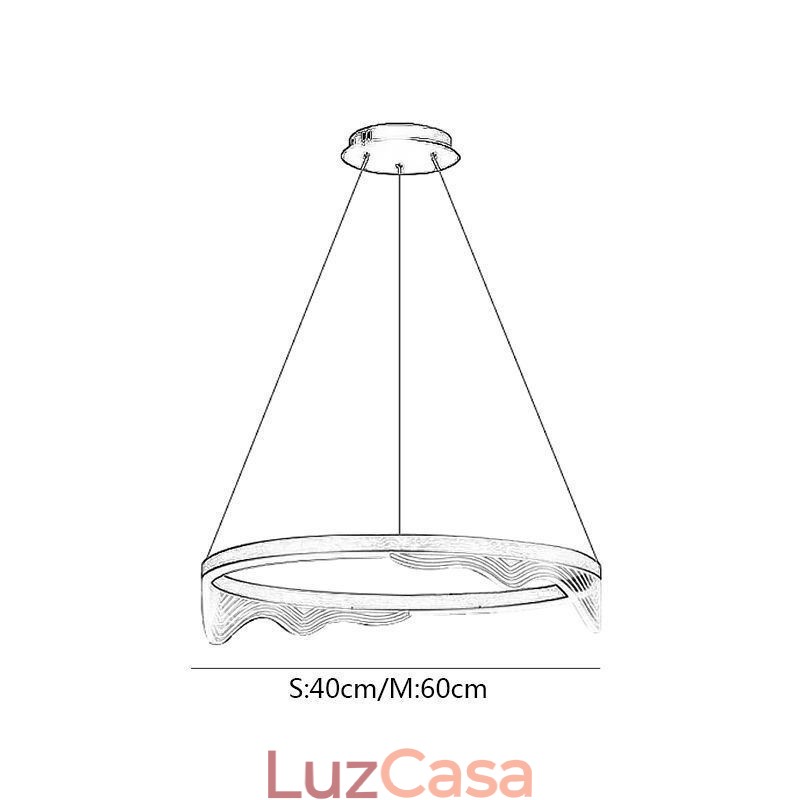 Luminária pendente nórdica de alumínio, luz suspensa com ondas douradas e ondulações
