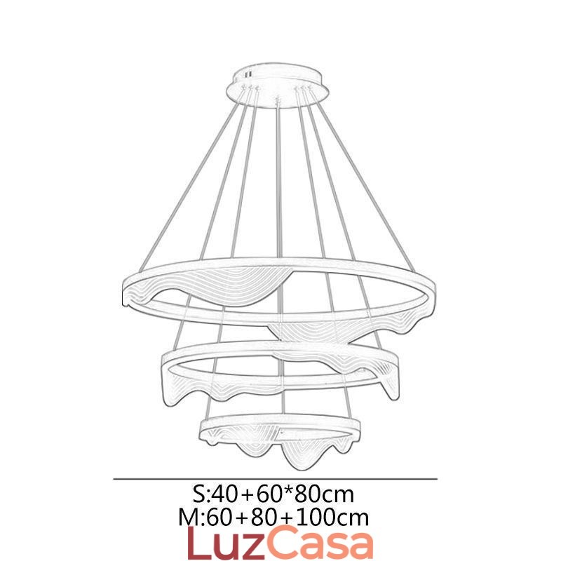 Luminária pendente Golden Wave Ripple Luz suspensa 3 luzes