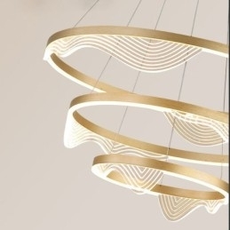 Luminária pendente Golden Wave Ripple Luz suspensa 3 luzes