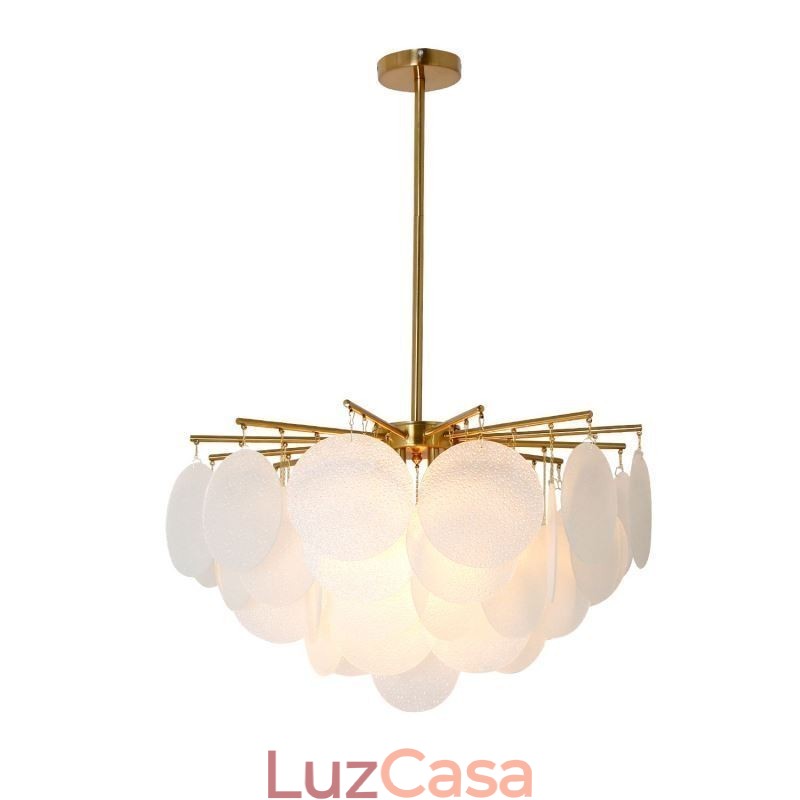 Luminária pendente moderna com 6 luzes e formato de vidro