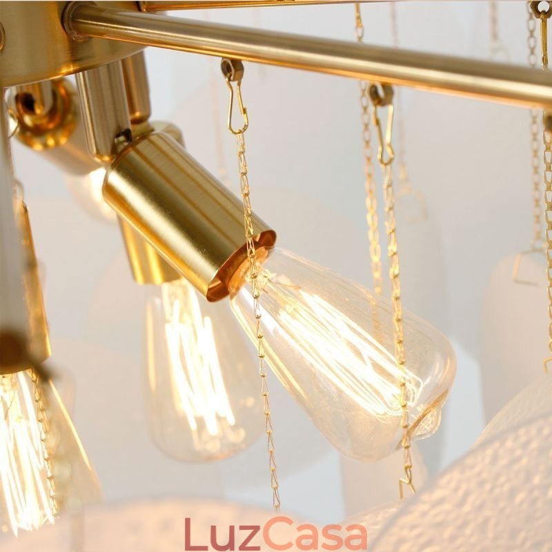 Luminária pendente moderna com 6 luzes e formato de vidro