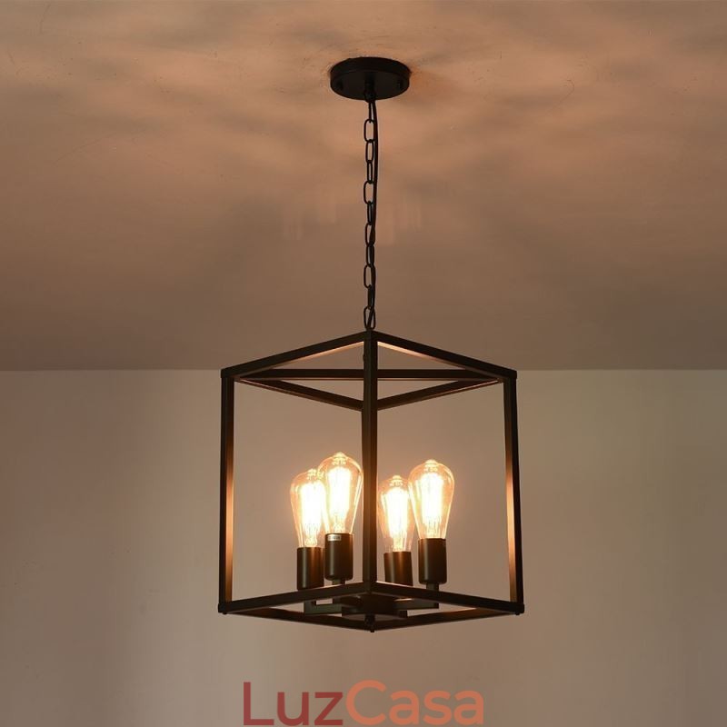 Luminária pendente moderna e simples em gaiola de ferro