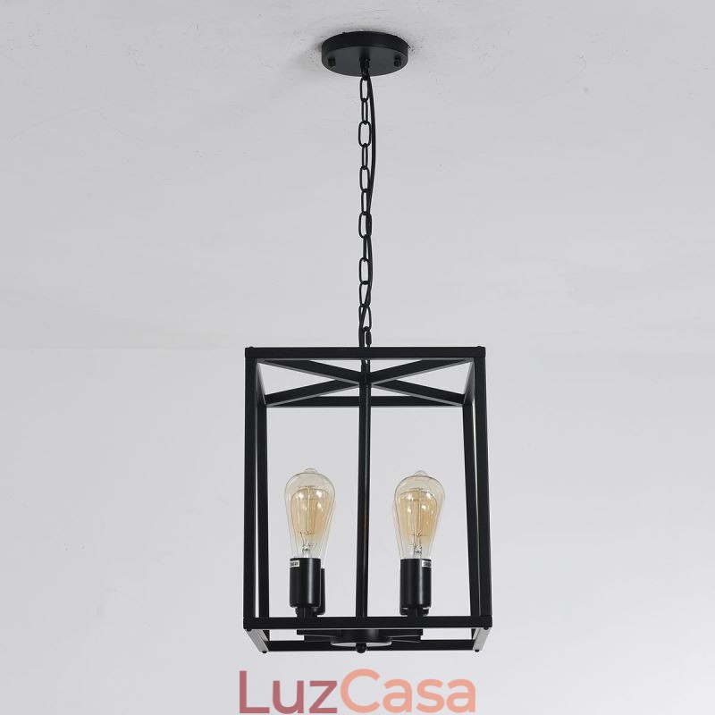 Luminária pendente moderna e simples em gaiola de ferro